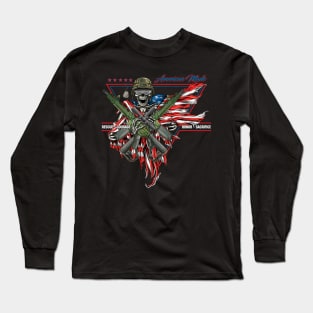 American Made Patriotic Skull Long Sleeve T-Shirt